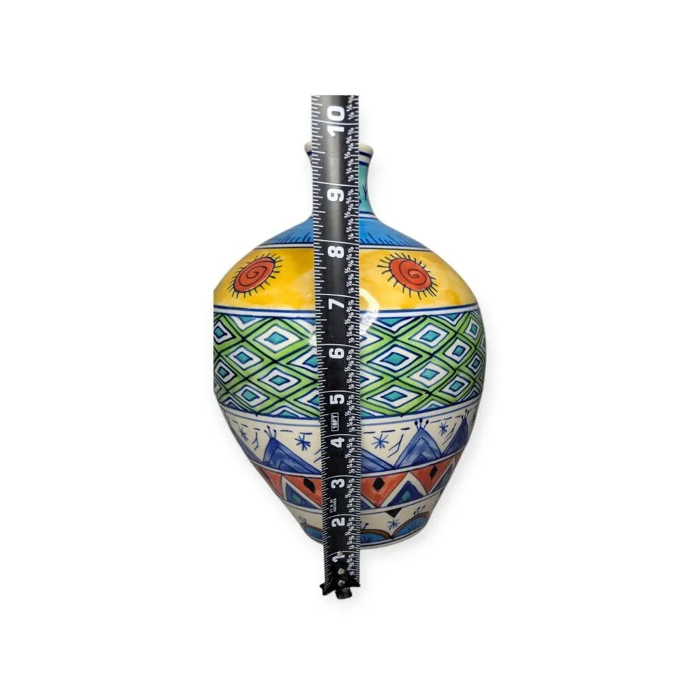 Ceramic Bulb Vase Colorful Decorative Vase 9.5